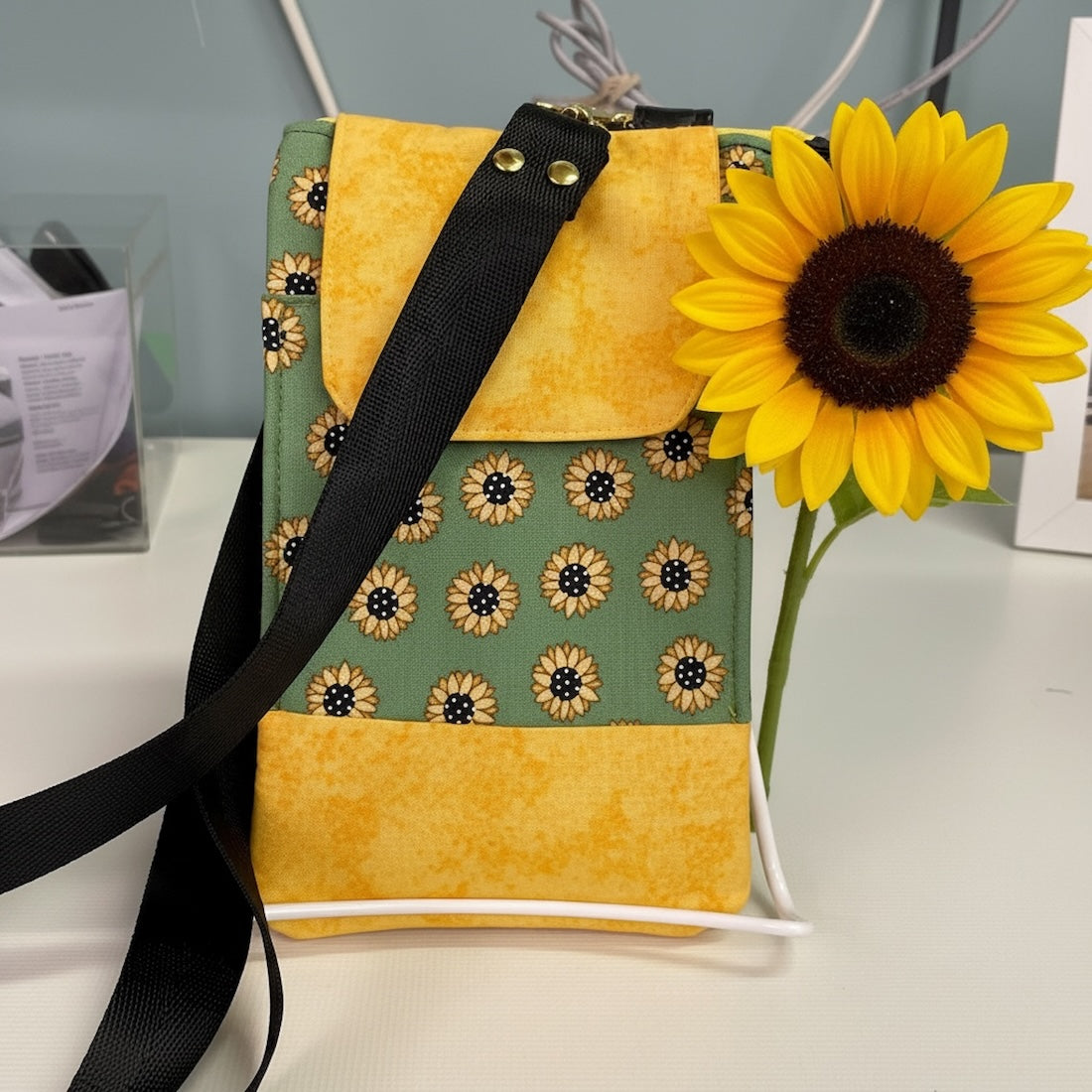 Sunflower Fields Dual-Pocket Crossbody