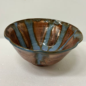 Bowl--214-Veins of copper and blue