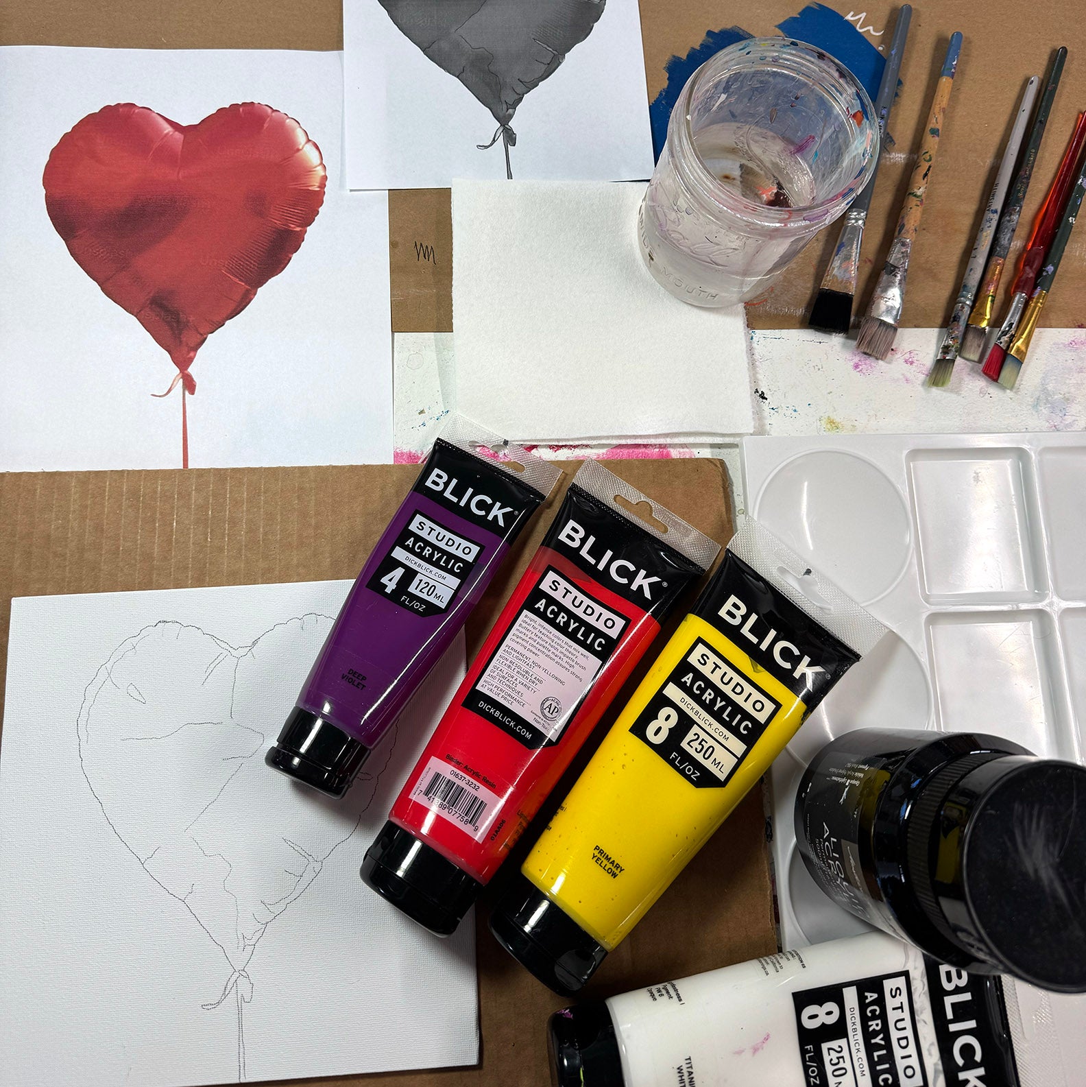 Acrylic Painting Skill Builder: Heart Balloon Art Class Wed. 7.15.26 @ 1:30P